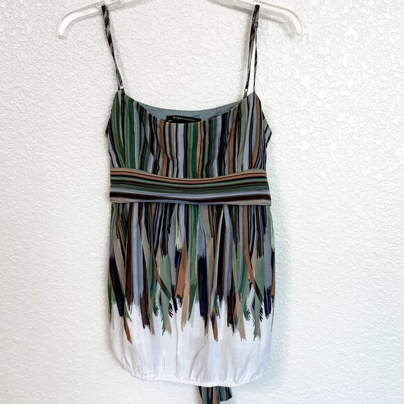 BCBG Max Azria Scoop Neck Tank Top M Abstract Stripe Artwear Pullover Blouse - Picture 1 of 8